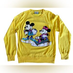 VTG SUNDAY COMICS Disney Exercise Mickey Minnie Crewneck Sweatshirt 80s M/L
